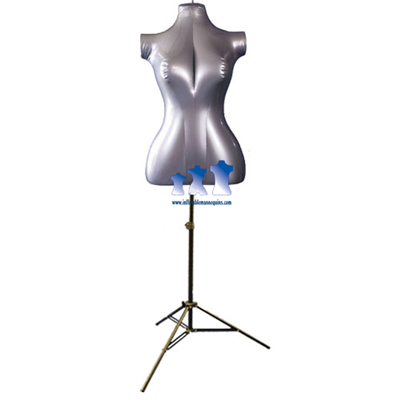Inflatable Female Torso, Mid Size with MS12 Stand, Silver
